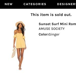 Revolve gold/yellow off the shoulder romper - Size S